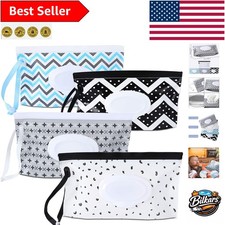 Compact Baby Wipe Container Set - 4 Refillable Dispensers with Stylish Patterns
