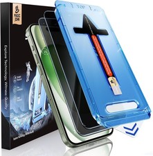 2PCS Privacy Glass Screen Protector for iPhone 15 Plus 6.7 Inch Auto Dust-Elimin