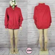 Red Large Zip-Up Fleece Jacket Cozy Casual Warm Outerwear