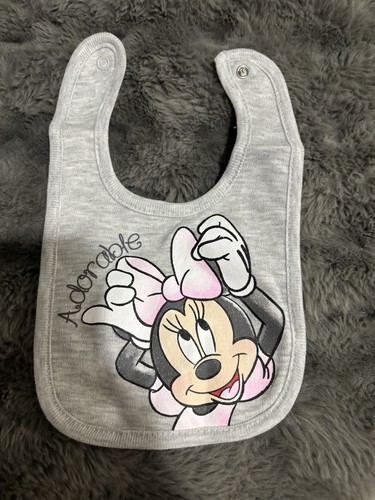 Disney Baby Minnie Mouse 4 Pc Outfit 0-3 Months! Hat, bib, bodysuit, pants! New - Picture 4 of 6