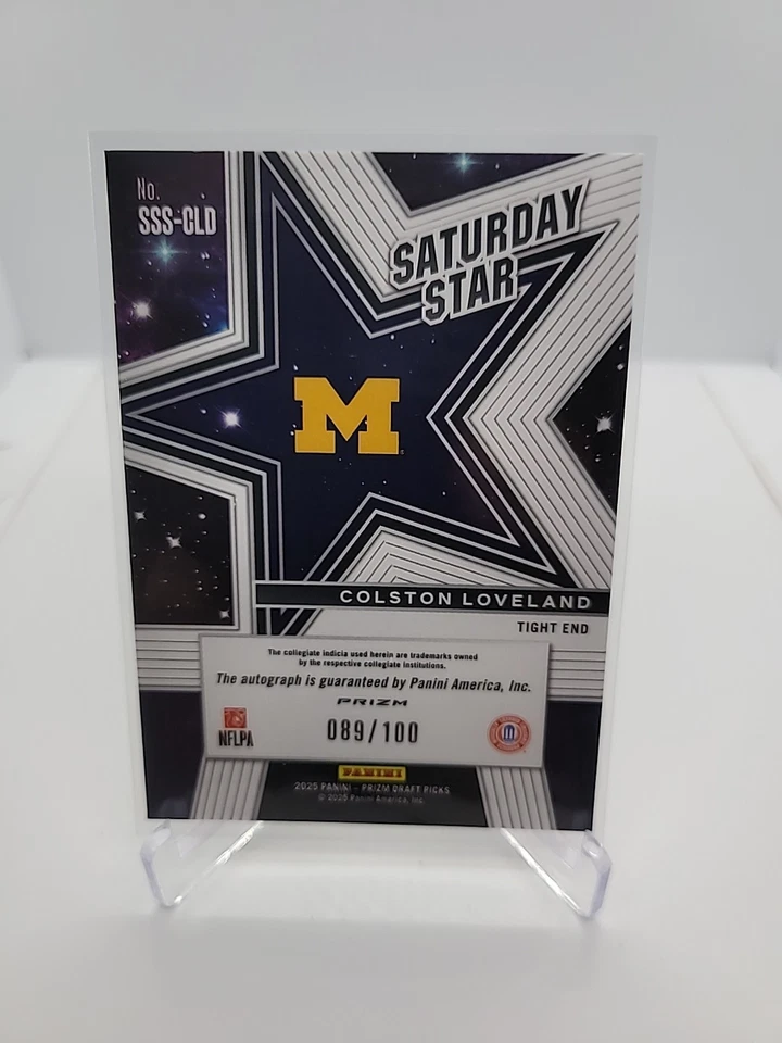 Selecciones de draft Panini Prizm 2025 Colston Loveland Auto 89/100 Red Prizm  Foto 2 de 2
