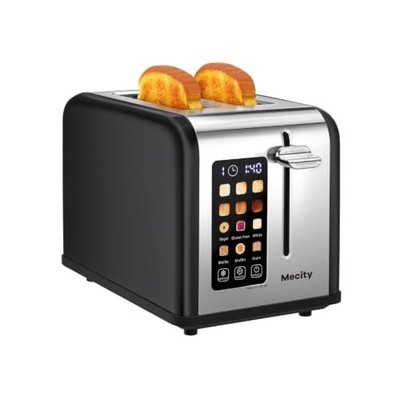 Mecity 2 Slice Touch Screen Toaster, 1.5'' Wide Slot, Stainless Steel Smart