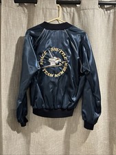 Early 80's Vintage Satin Bomber Jacket Space Shuttle Team Member Size L NASA