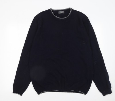 Lorenzo Magni Herren Blau Wollpullover Pullover XL Rundhals Strick