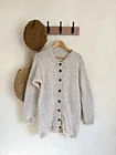 Vintage Hand Knitted Cardigan UK 10-12 Speckled Colours Chunky Knit Cottage Core