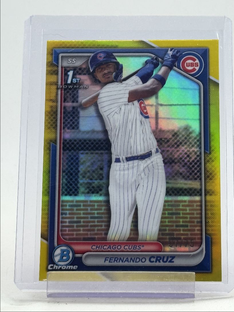 FERNANDO CRUZ 2024 BOWMAN CHROME 1ST YELLOW REFRACTOR CUBS /75 Q5451