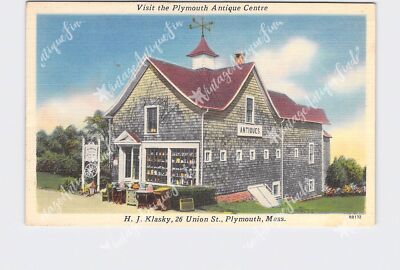 PPC Postcard MA Massachusetts Plymouth Visit The Plymouth Antique Centre H.J. Kl