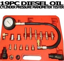 Diesel Oil Cylinder Pressure Manometer Test Meter Gauge 19PC Tester Kit Set