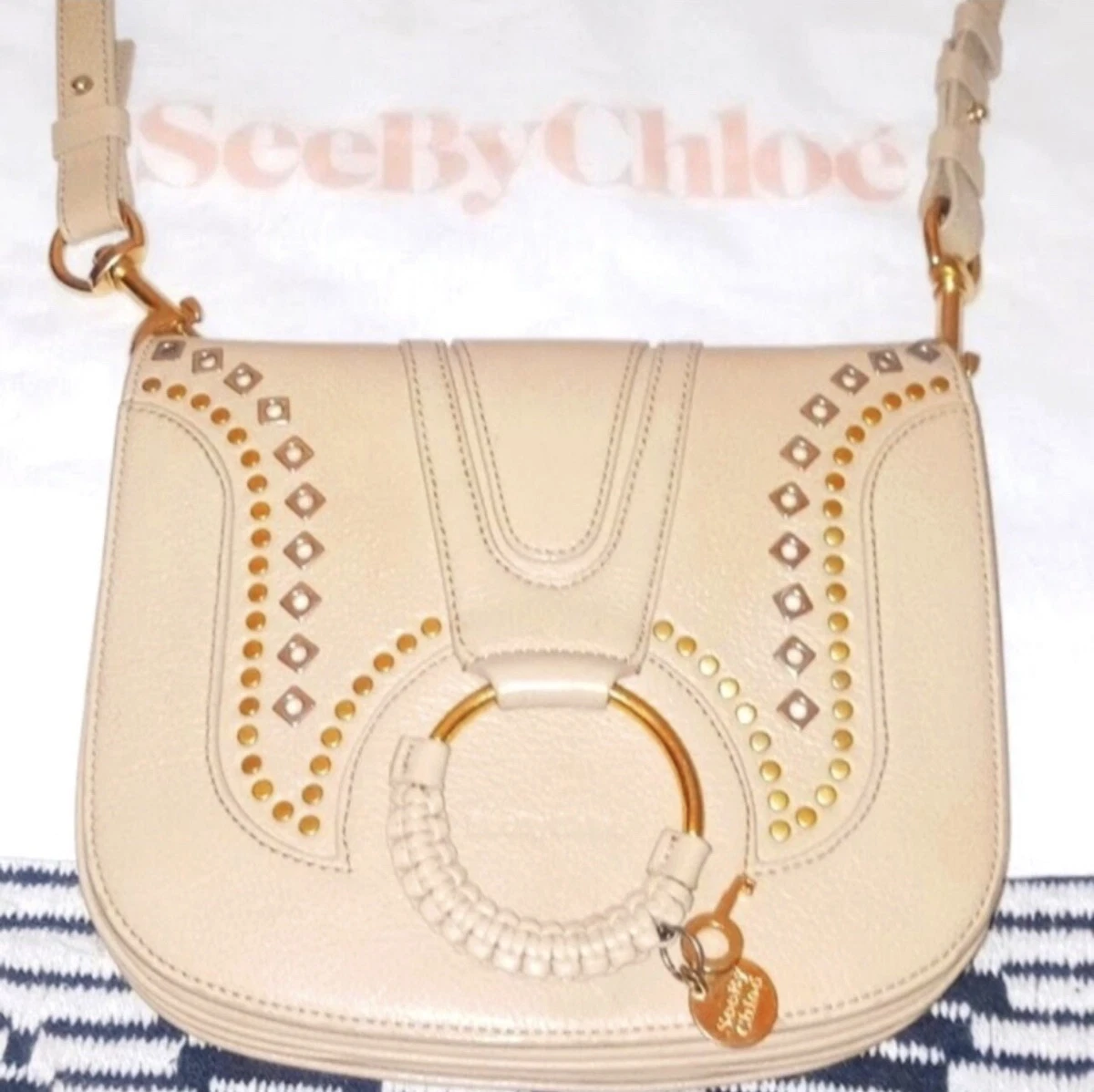 See by Chloe Hana Medium Leather Studded Saddle Shoulder Bag eBay