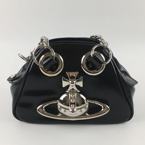 Borsa a tracolla Vivienne Westwood in pelle grande sfera catena nera nuova
