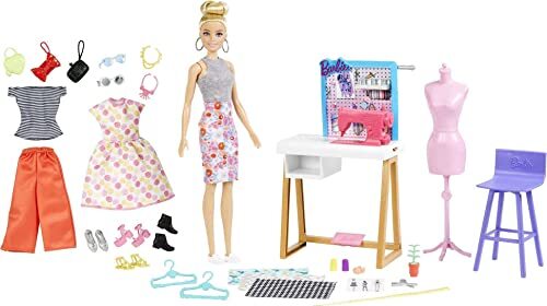 Barbie Fashion Designer Doll & 25+ Accessories  Studio Playset Includes Toy