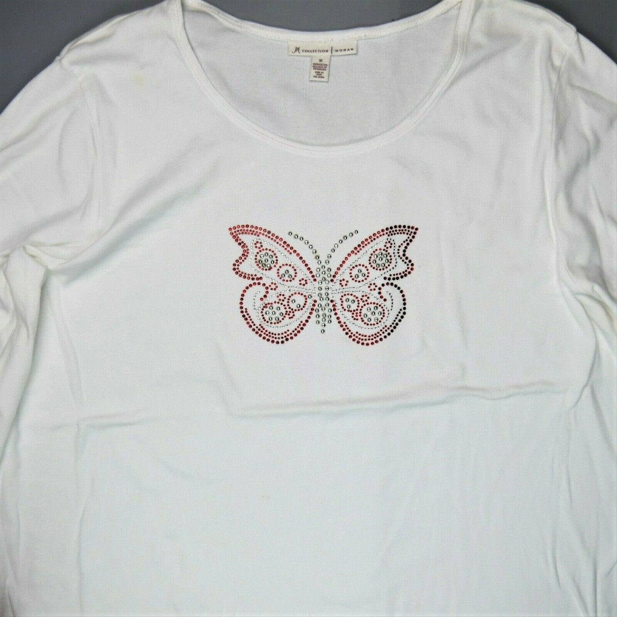 JM Collection Woman Sz 3X Knit Top 100% Cotton 3/4 Sleeve