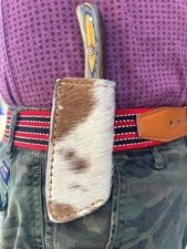 USA Fixed Blade Knife Leather Sheath Knives Holster Belt Carry -Western