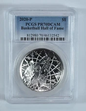 2020-P Basketball Hall Of Fame Commemorative Dollar PR70 DCAM PCGS