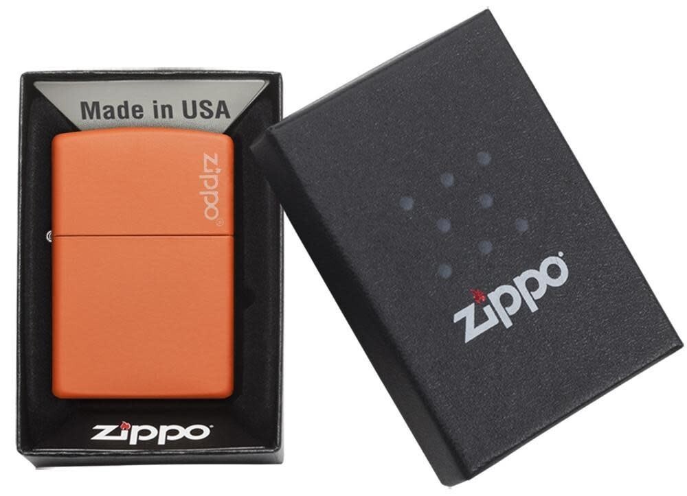 Zippo 231ZL, Classic Orange Matte Finish Lighter, Zippo Logo, Full Size