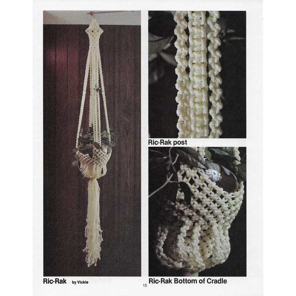 Five Vintage Macrame Pattern Booklets Plant Hangers Hammock Home Decor Advanced - Image 3 of 4