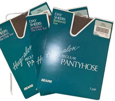 3 Packs Sears Day Sheers Sandalfoot Hug-alon Pantyhose Tall Silver Cloud 1 Pair