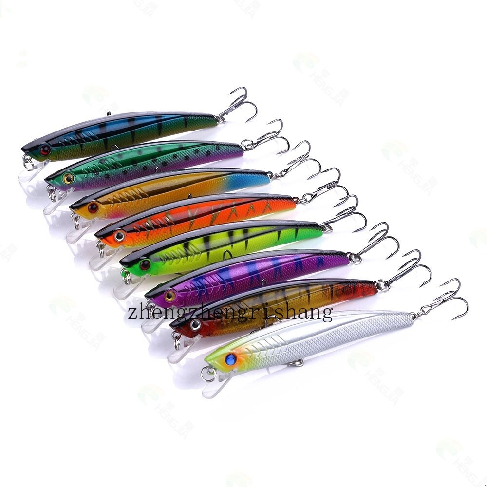 10pcs Minnow Fishing Bait 8.9g/9.5cm Hard Lures Crankbait Bass Tackle Wobbler