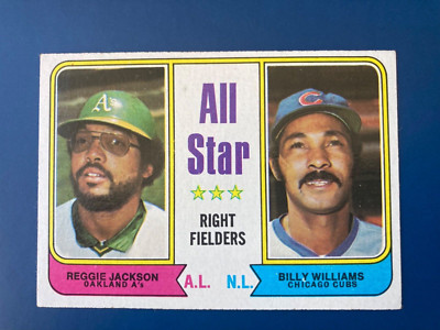 1974 topps #338 All Star Right Fielders Reggie Jackson Billy Williams EX/MT+