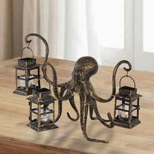 Octopus Lantern Candle Holder Sculpture Coastal Nautical 18"W ~ SPI Home 53068