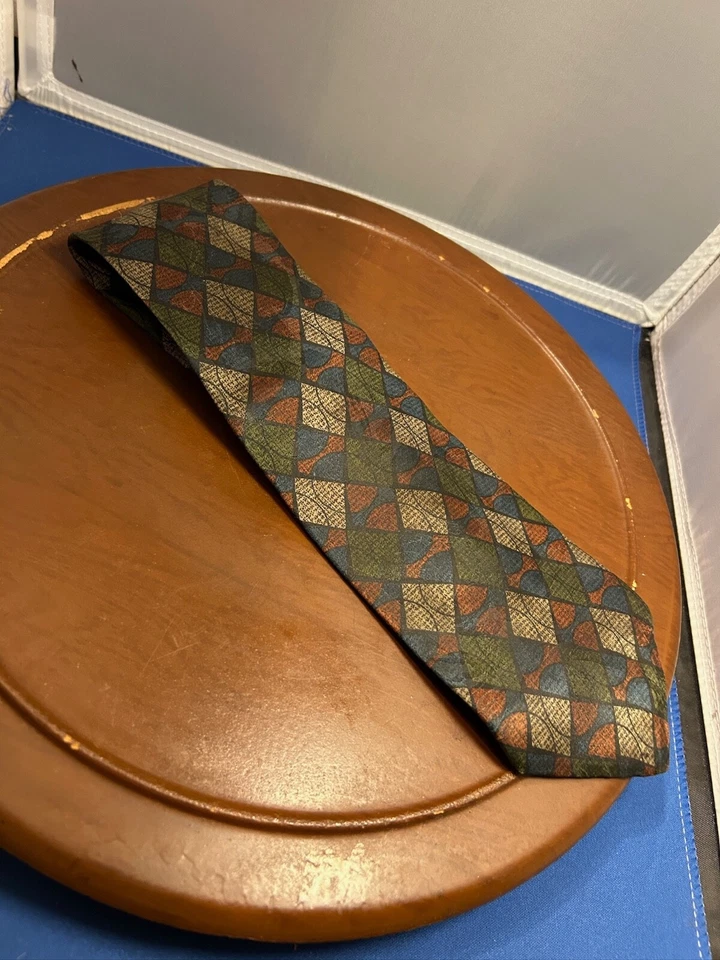 Corbata geométrica abstracta de seda 100 % importada Cezani multicolor para hombre Italia Foto 2 de 4