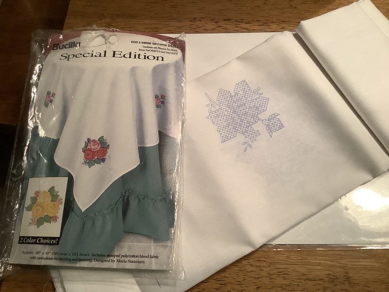 Bucilla Roses & Ribbons Tabletopper 1997 Stamped Cross Stitch Special Edition