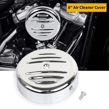 Chrome 8" Round Stripe Style Air Cleaner Cover For Harley Heritage Softail FLSTC