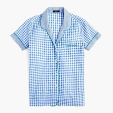 NWT J. Crew Short-sleeve Cotton Pajama Shirt Mixed Gingham S Small 50 L7202