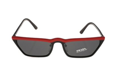 Prada 181246 Womens Cat Eye Sunglasses Red Black/Gray Size 58-18