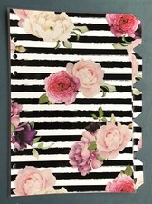 A5 Filofax Organiser Dividers in Beautiful Rose & Black Stripe - Fully Laminated