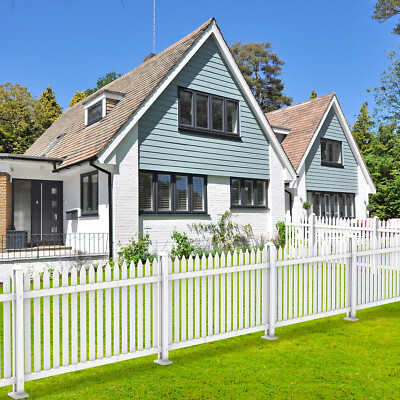 #ad #ad 84#x27;#x27;x30#x27;#x27; Vinyl Picket Fence Panel White PVC Outdoor Garden w 20 Picket Straight $51.99