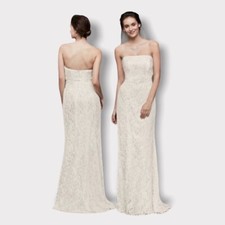 David’s Bridal Galina S8551 Allover Beaded Lace Sheath Empire Waist Strapless 6