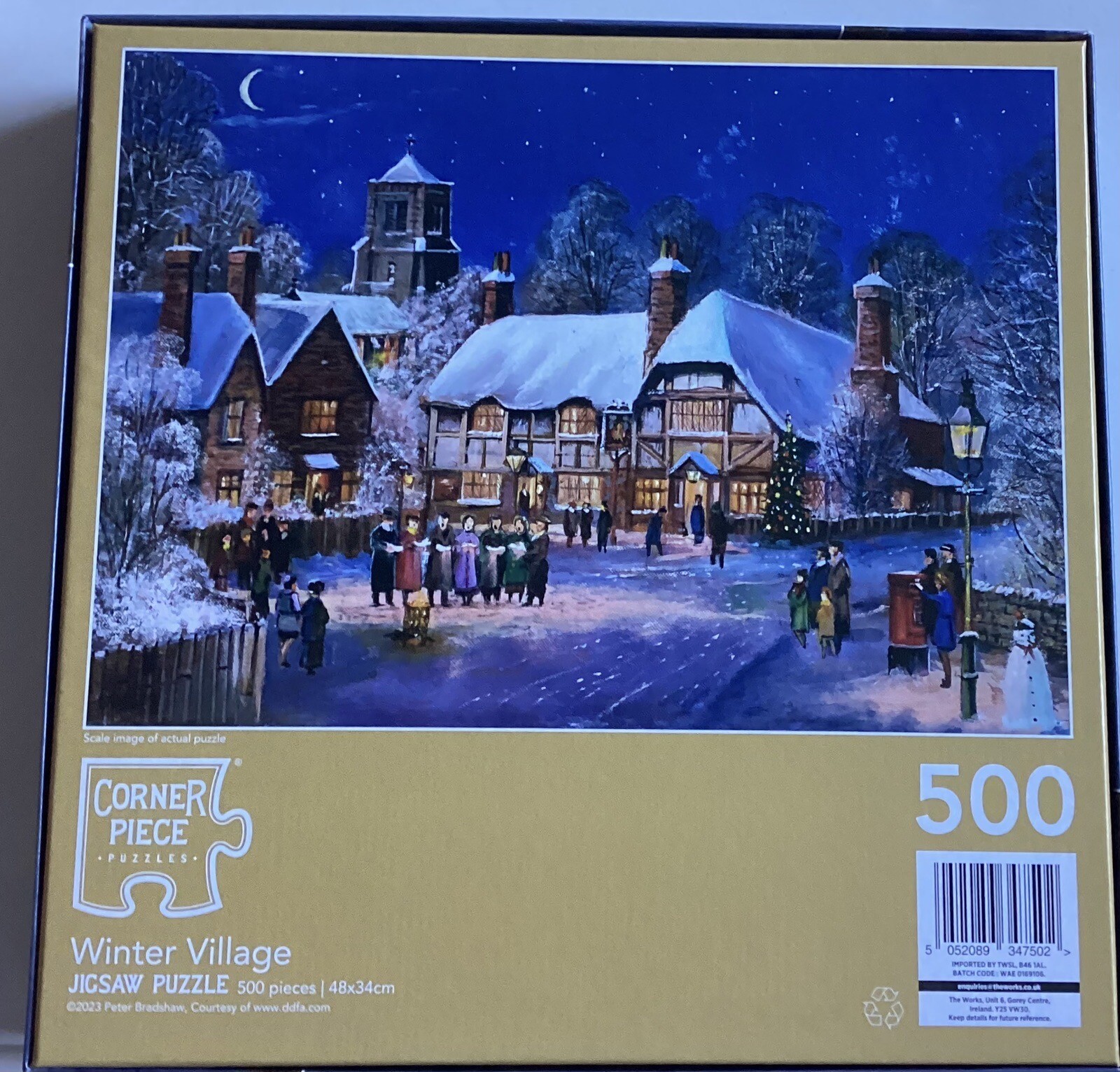 Used Corner Piece Jigsaw Puzzle 500 Pieces Christmas, Winter Village