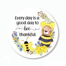 30 Bee Thankful Favors Scrapbook Stickers 1.5" Round Envelope Seals