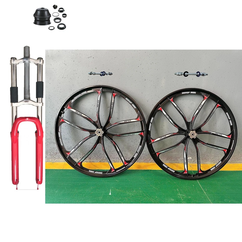 DONSP1986 26" Bike Red Fork w/Headset, 1-1/8" Threadless and Mag/ Spoke Wheel - Image 4 of 4