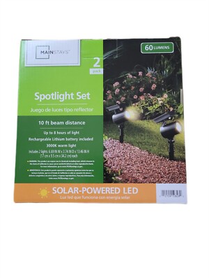Mainstays 60 Lumens Solar Powered LED Landscape Spotlight, 2 pack