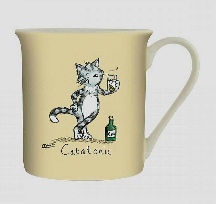 Louise Tate Catatonic Cat Fine China Mug