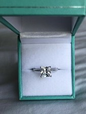 2 CT Princess CUT DIAMOND SOLITAIRE ENGAGEMENT RING 14K WHITE GOLD ENHANCED