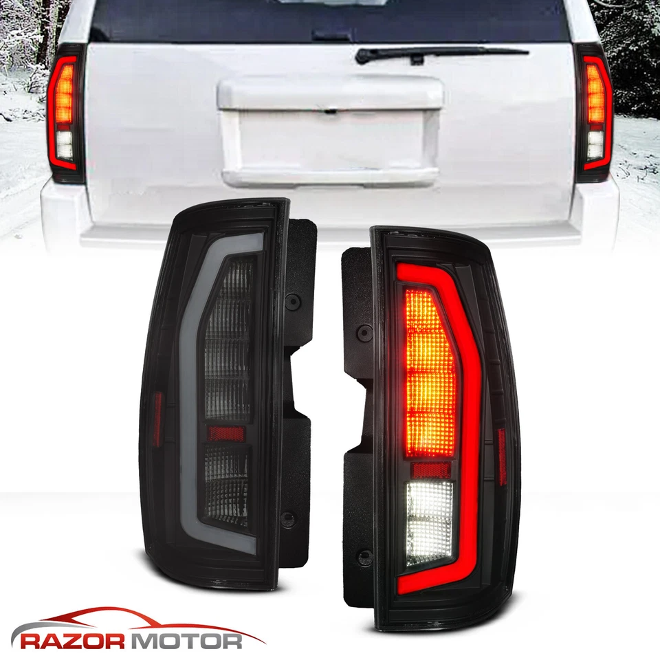 2007-2014 For GMC Yukon/Yukon XL Chevy Tahoe/Suburban C LED Black Tail Lights - Image 2 of 4