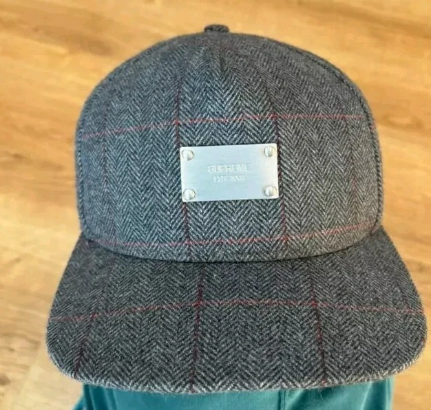 FW11 Supreme Wool Windowpane Metal Plate 5 panel cap Grey Starter hat Vintage