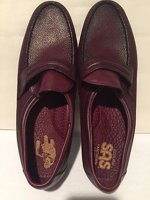 SAS BURGUNDY LEATHER SLIP ON LOAFERS SHOES MENS SZ 15 N  display picture 3