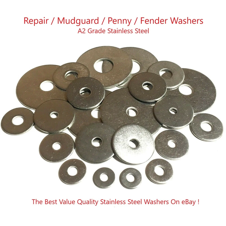 FABORY 4mm 5mm 6mm 8mm 10mm 12mm Stainless Steel Repair Washers Mudguard Penny Fender