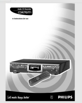 Phillips CDR 770 771 Audio CD Player Recorder Bedienungsanleitung BENUTZERHANDBUCH 