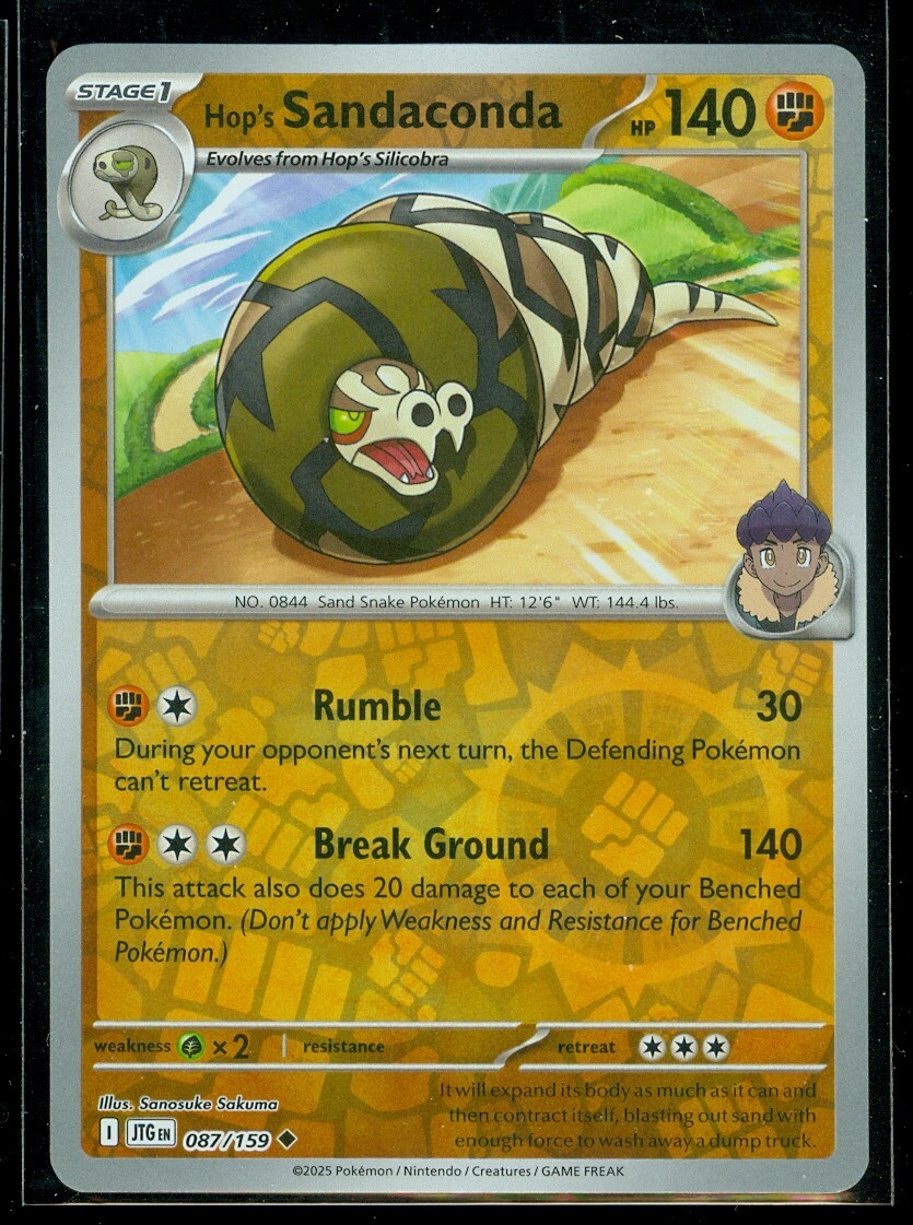 Pokemon HOP'S SANDACONDA 087/159 Journey Together Rev Holo - MINT