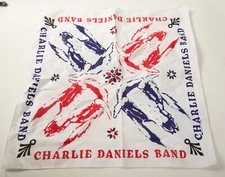 Charlie Daniels Band Bandana (UA1) Red White Blue (JSF6) 1990s Steer Skull USA