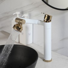 360 Swivel Spout Bathroom Sink Faucet White Single Handle Hole Mixer Brass Taps