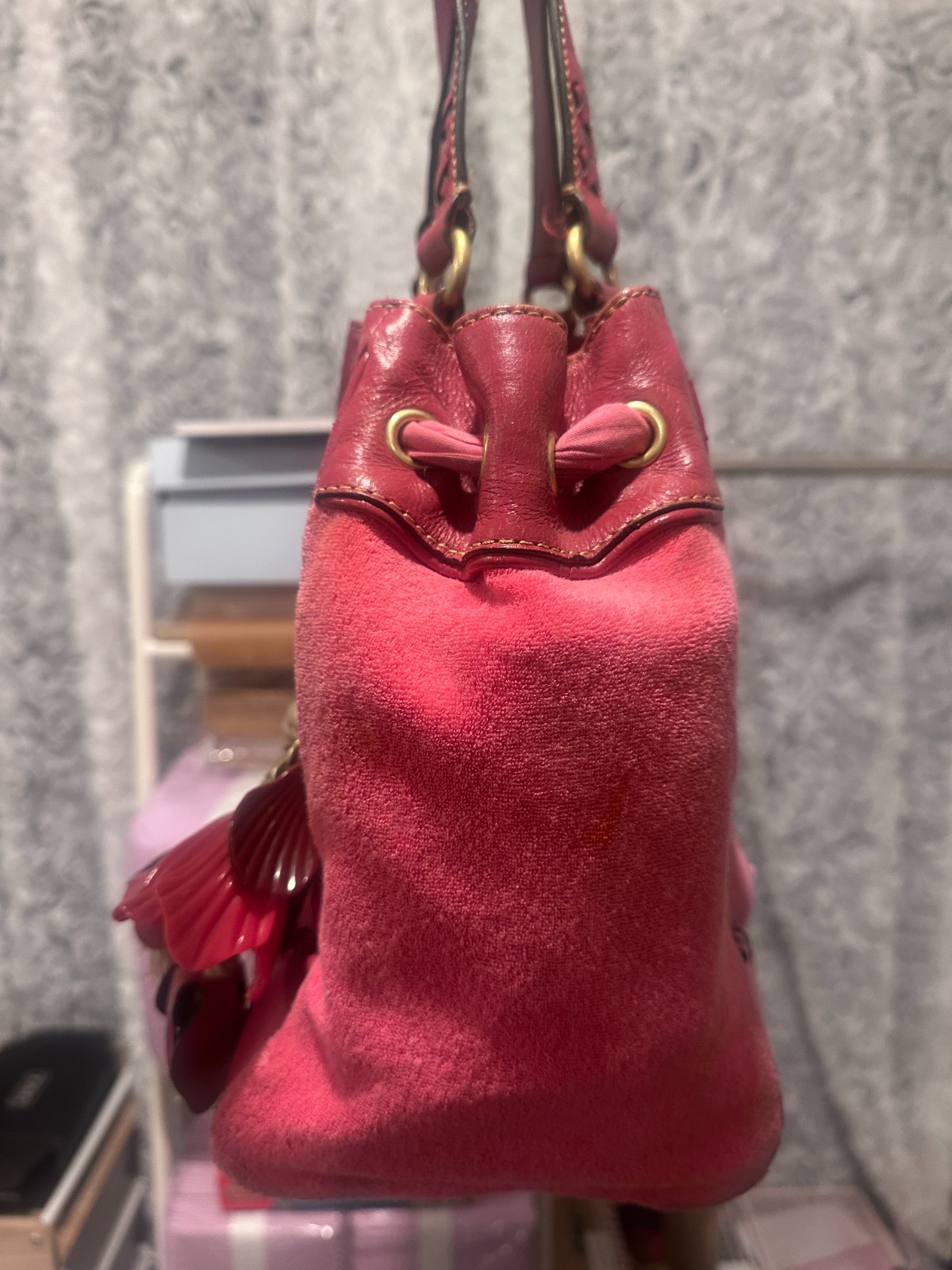 Juicy Couture Vintage Daydreamer Velour Bag Hot Barbie Pink Y2K image 3