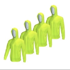 2 Or 4 Pack Hi Vis Long Sleeve Safety Shirt breathable Hooded for Men Dry fit