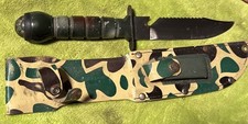 80s Vintage Malin M15 Camo Survival Knife Taiwan 420 Stainless Compass Rambo NIB