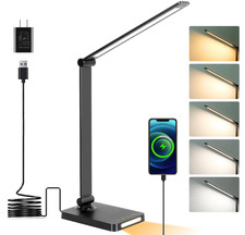 L mpara de escritorio LED con USB, 5 colores y 3 brillos, luz nocturna incluida.